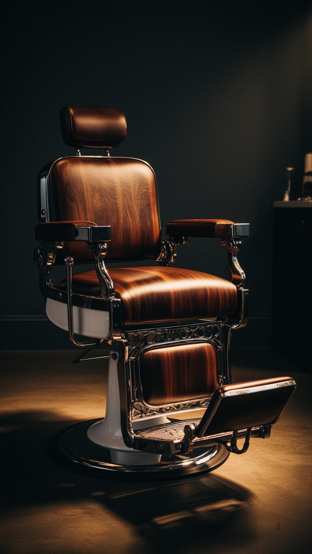 Vintage barber chair in warm light